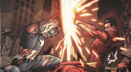 Captain America vs Iron Man in comics.
